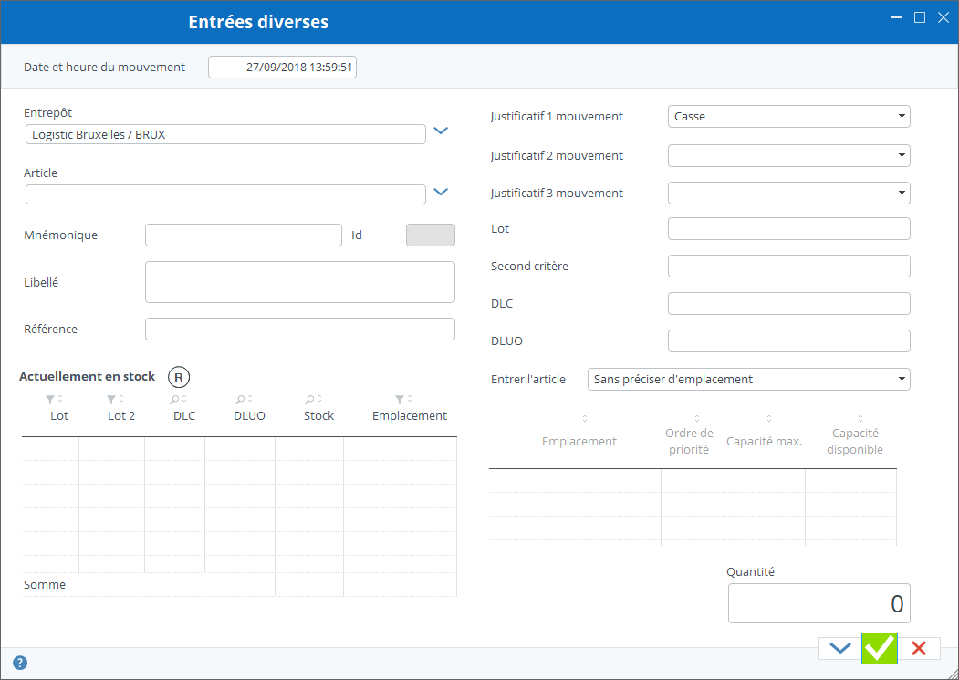 Entrées directes dans le stock