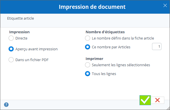 Imprimer des étiquettes d'articles