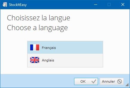 Installation de Stock It Easy - choix de la langue