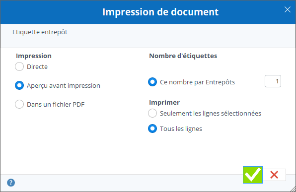 Imprimer les étiquettes de vos entrepôts