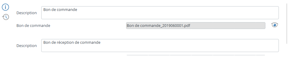 Exemple de fichiers GED dans une commande d'achat