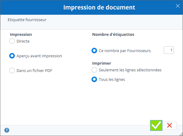 Impression étiquettes fournisseurs