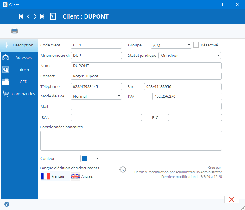 fiche client stock it easy