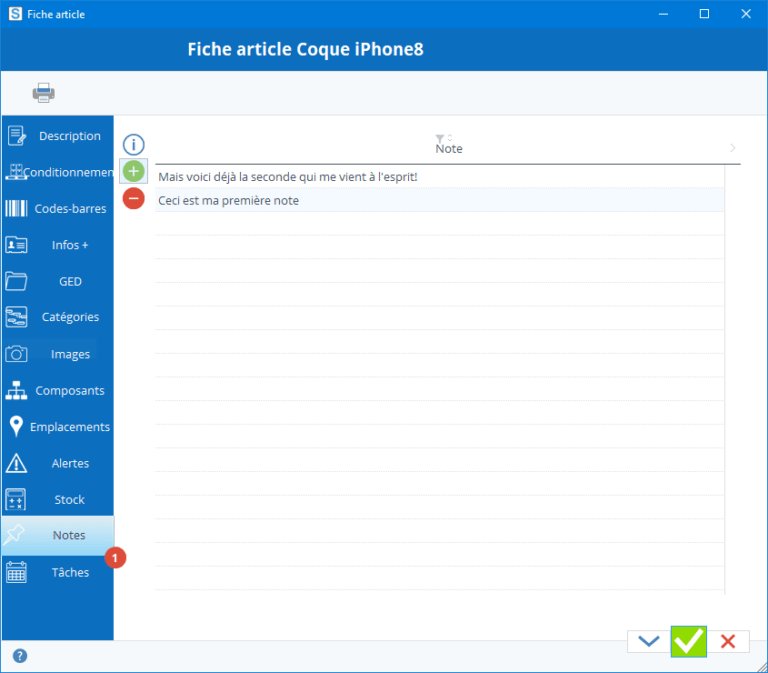 La gestion des notes - Stock It Easy